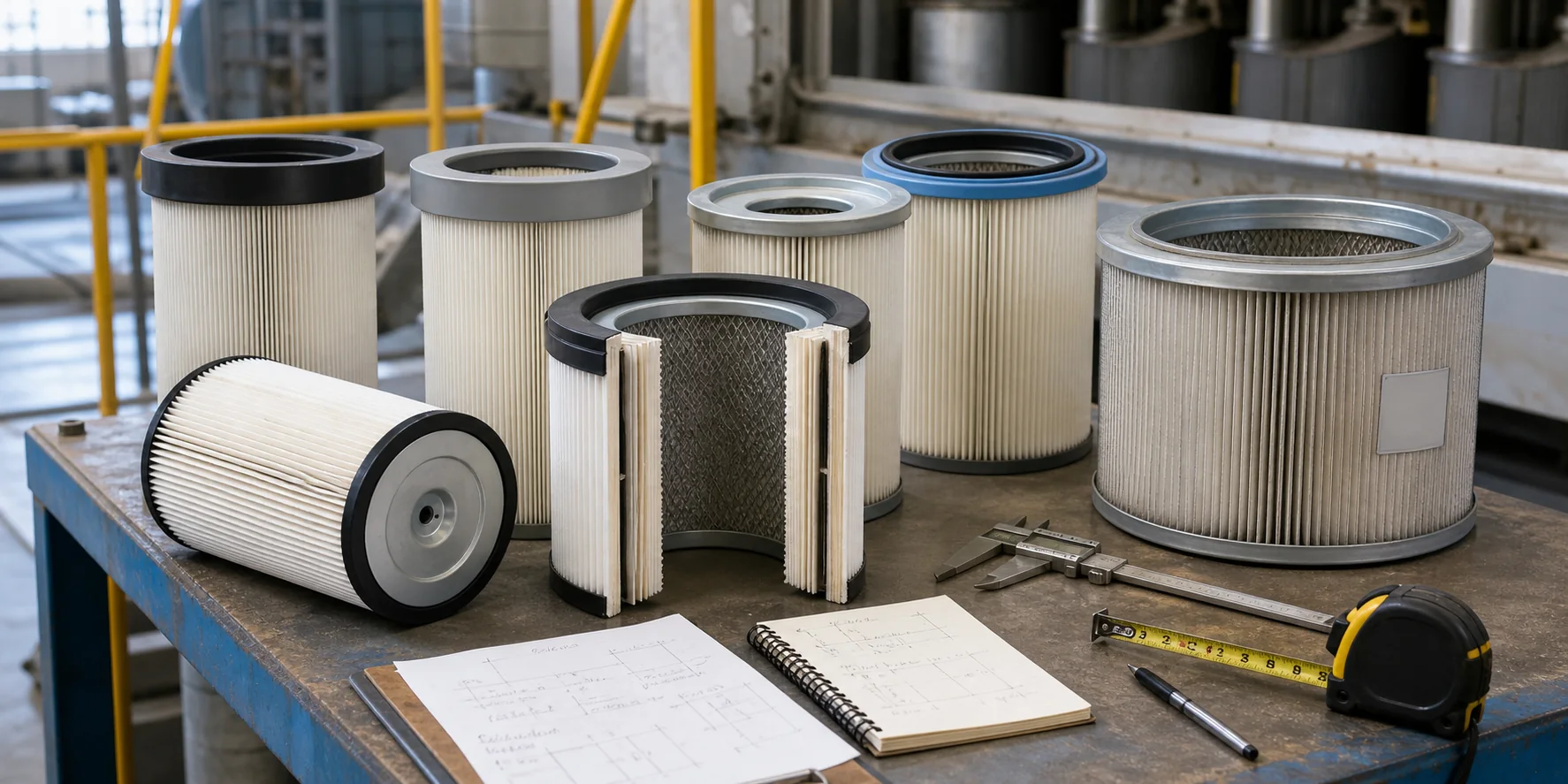 Cartridge filter cross reference measurement desk