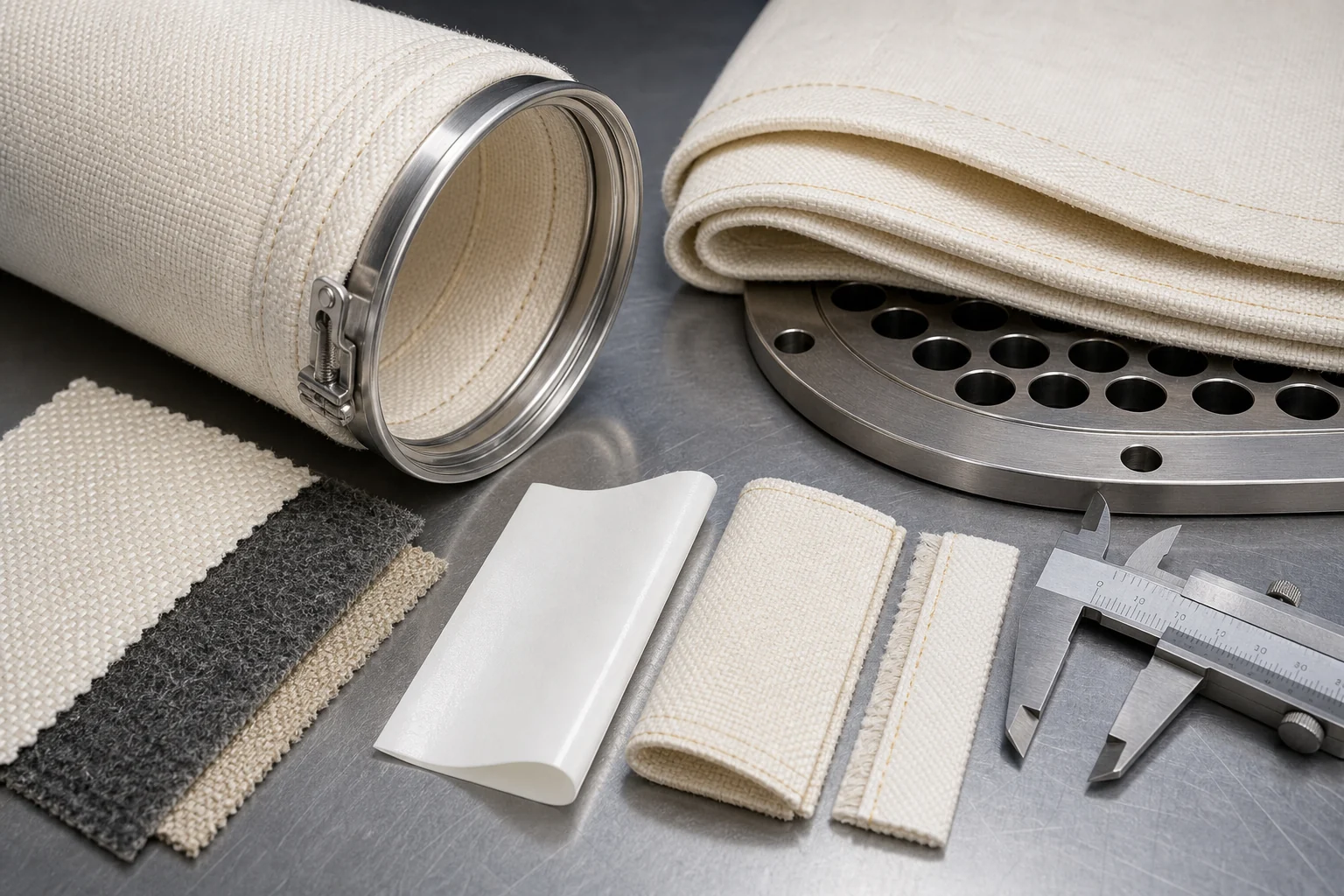 Fiberglass filter bag top construction and measurement reference