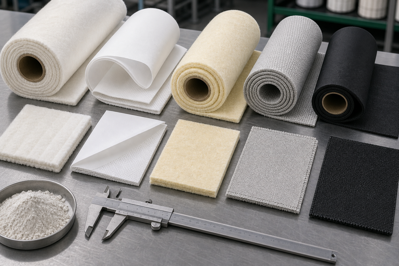 Industrial filter media samples and RFQ notes for dust collector filter selection