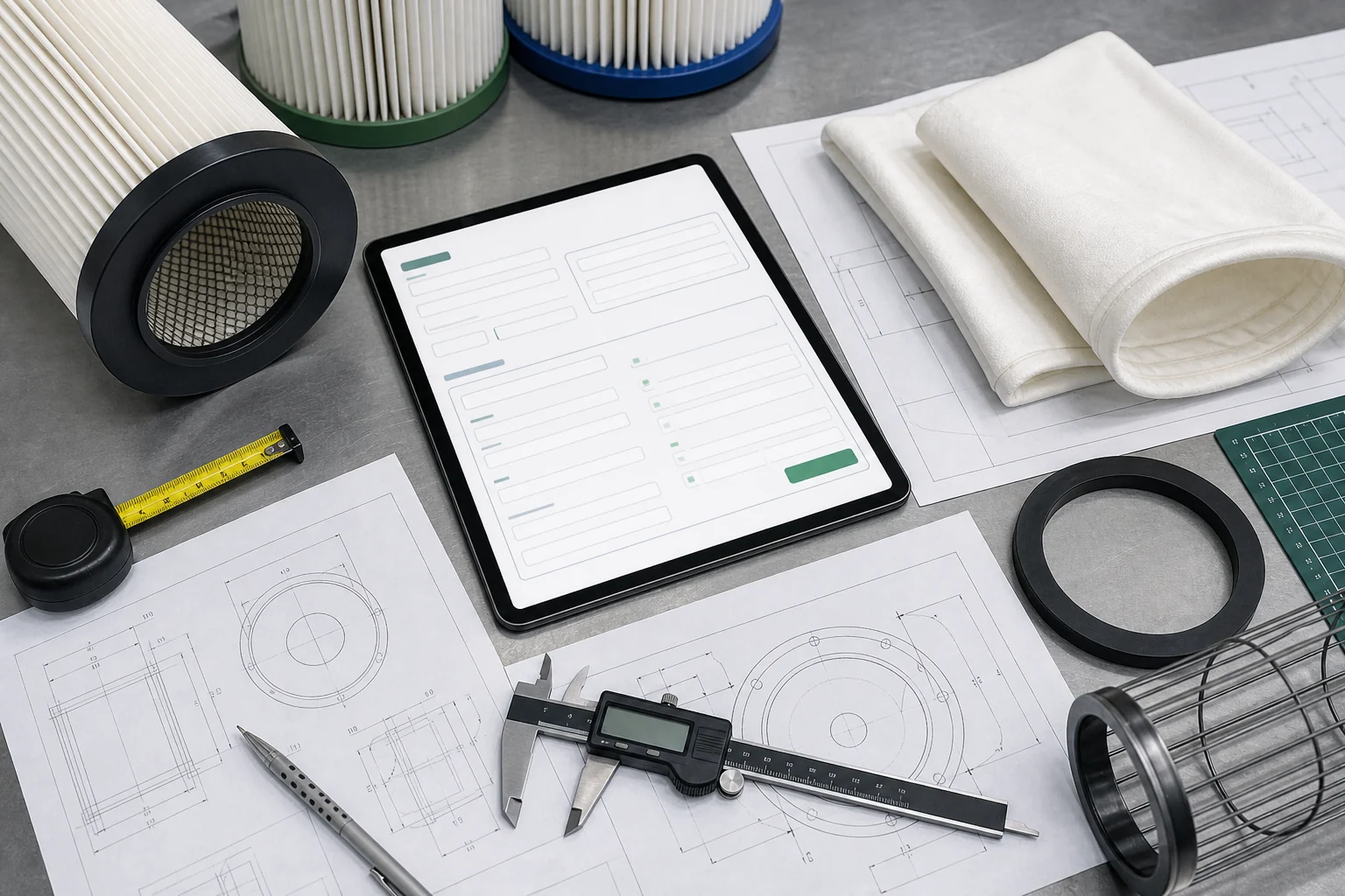 Plan échantillons de matériau et outils pour préparer les données techniques