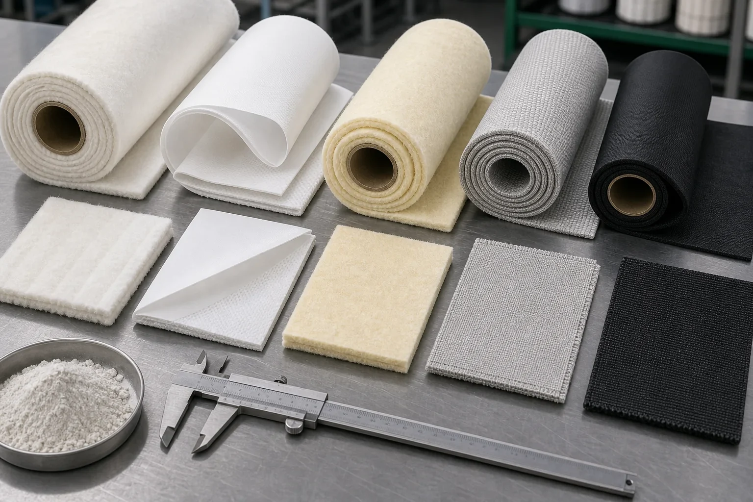 Filtermedien Filterschläuche Materialmuster und Staubproben